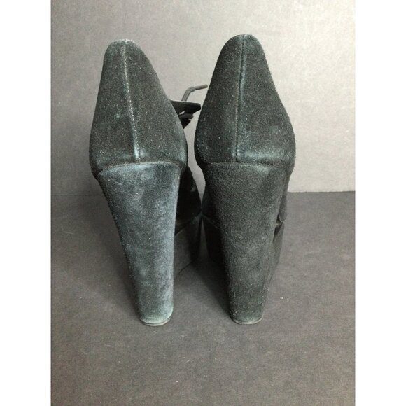 Steve Madden Daade Cut-Out Suede Leather Wedge Heel Bootie Black Size 7.5 M - Picture 4 of 10
